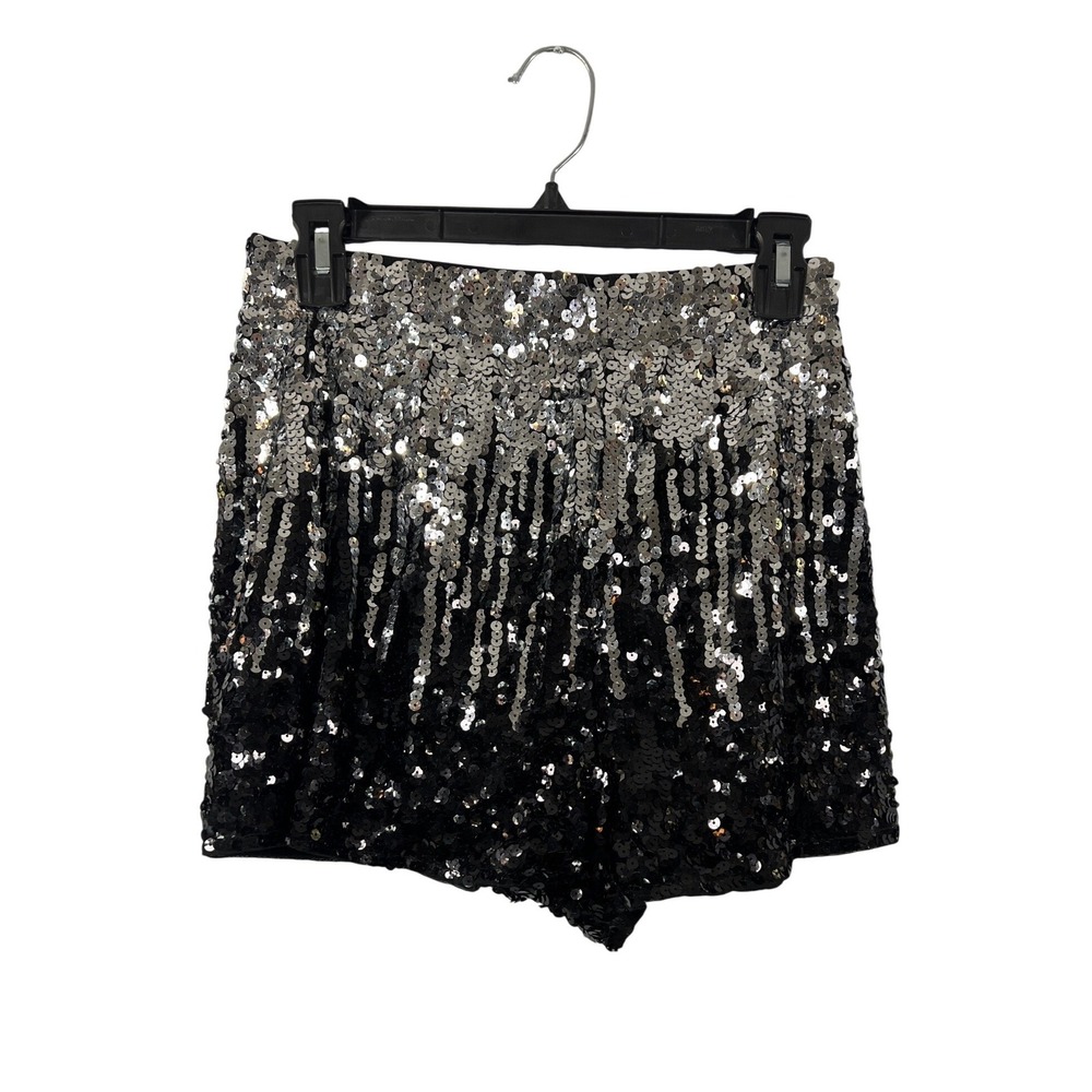Maner Sequin Sparkle Black Silver Shorts Glam M Y2K Clubwear Baddie Festival